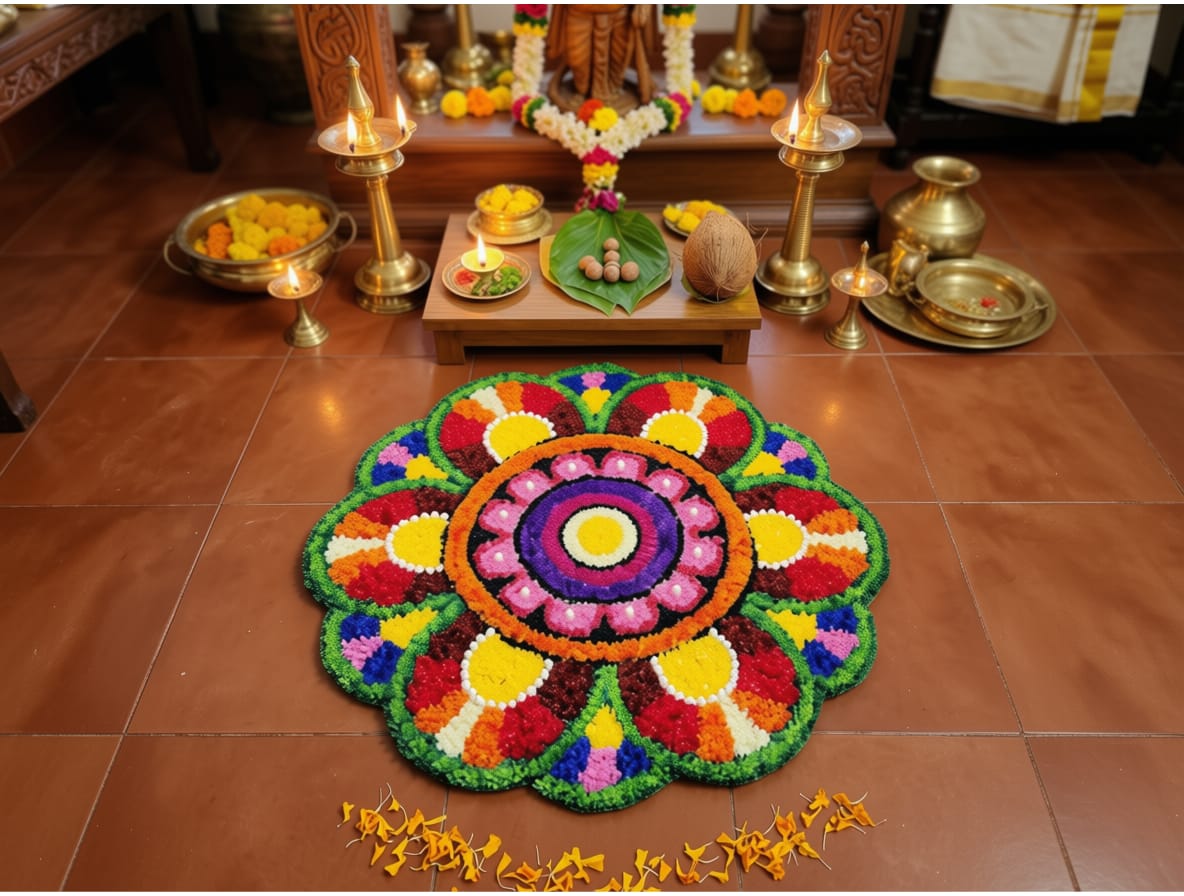 Floral rangoli mat(2x2 feet)